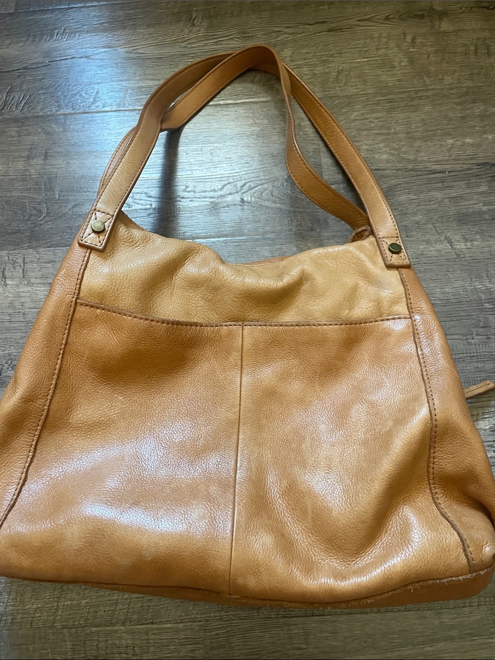 Soft Pebbled Leather Shoulder Bag in Tan